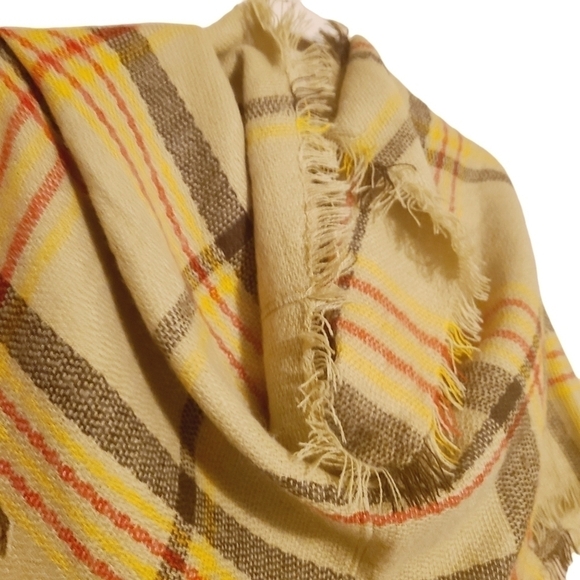 Women's Large Plaid Tan, Brown, Red and Black Infinity Scarf (One Size) - Picture 12 of 16